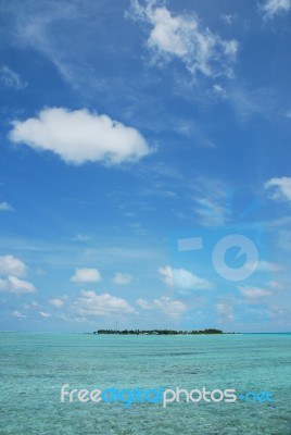 Maldives Island With Gorgeous Water/cloudscape Stock Photo