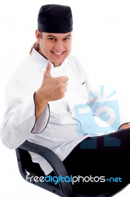 Male Chef With Thumbs Up gesture Stock Photo