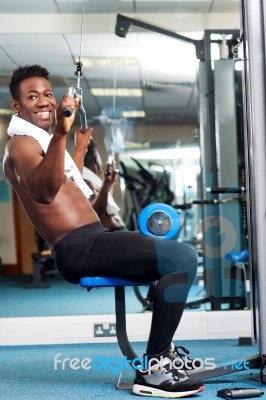 Male doing exercise Stock Photo