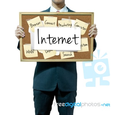 Male Holding Internet Board Stock Photo