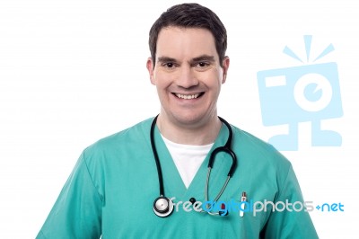 Male Phycisin Posing To Camera Stock Photo