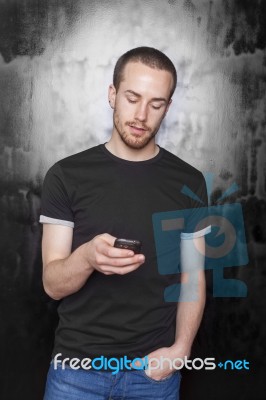 Male reading sms Stock Photo