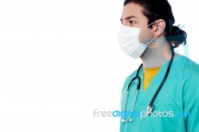 Male Surgeon With Face Mask Stock Photo