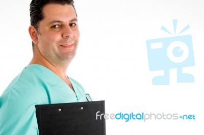 Male Surgeon With Reports Stock Photo