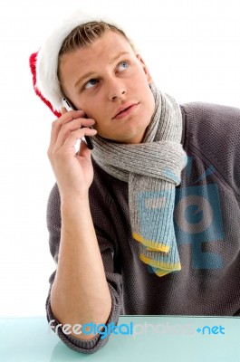 Male Talking Over Phone Stock Photo