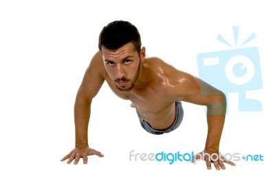 Male Working Out With Side Pose Stock Photo