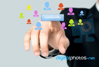 Man Accessing His Community Page Stock Photo