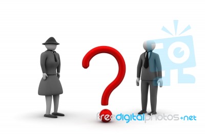 Man And Woman Before Question Mark Stock Image