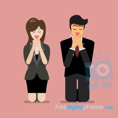 Man And Woman Pray To God Stock Image