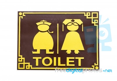 Man And Woman Toilet Sign In Chinese Style On White Isolated Background Stock Photo