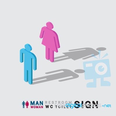 Man And Woman Toilet Wc Restroom Sign Isometric Stock Image