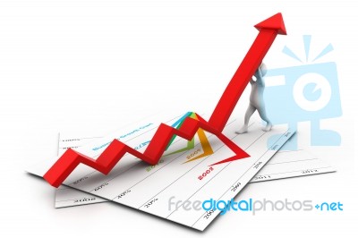 Man Climb Growth Arrow Stock Image