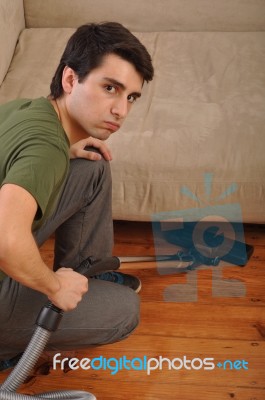 Man Doing The Housework Stock Photo