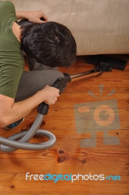 Man Doing The Housework Stock Photo