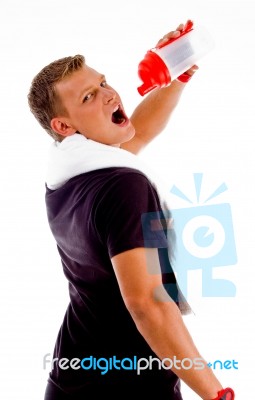 Man Drinking Water Stock Photo