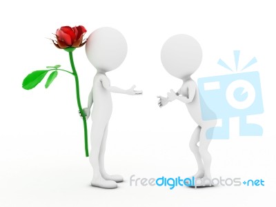 Man Giving Rose To Woman Stock Image