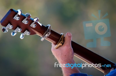 Man Hand With Guitar Stock Photo
