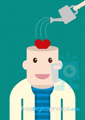 Man Has Been Planted The Heart In Head Lover Concept Stock Image