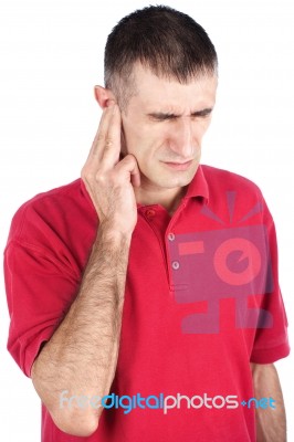 Man Have Pain In Ear Stock Photo