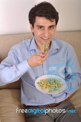 Man Having Lunch Stock Photo