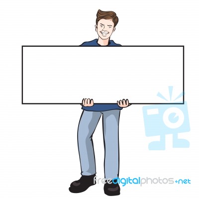 Man Holding Blank Board -  Illustration Stock Image