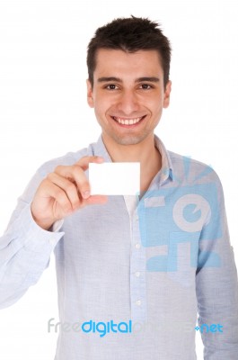 Man Holding Card Stock Photo