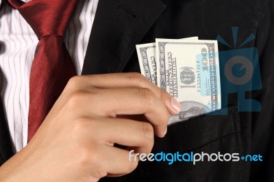 Man Holding Dollar  Stock Photo