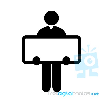 Man Holding White Signal For Publicity Symbol Icon  Illust Stock Image