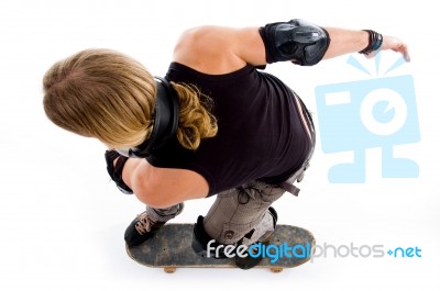 Man In Action On Skateboard Stock Photo