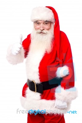 Man In Santa Costume Giving Best Wishes Stock Photo