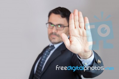 Man In The Office Says Enough Stock Photo