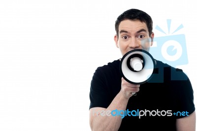 Man Making An Announcement Stock Photo