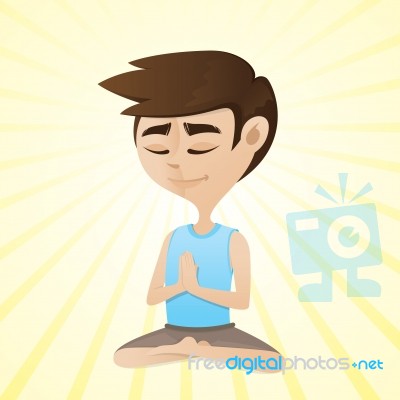 Man Meditating In Sitting Cross Legged Position Stock Image