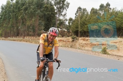 Man On Bicycle In Ethiopia Stock Photo