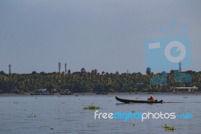 Man On Canoe Stock Photo