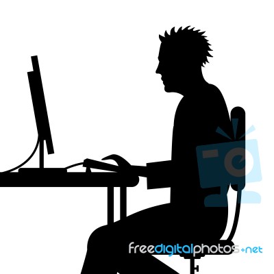 Man Online Shows Web Pc And Websites Stock Image