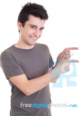 Man Pointing Right Stock Photo