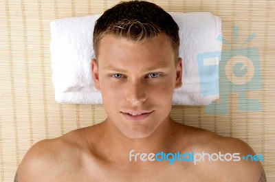 Man Relaxing In Spa Salon Stock Photo