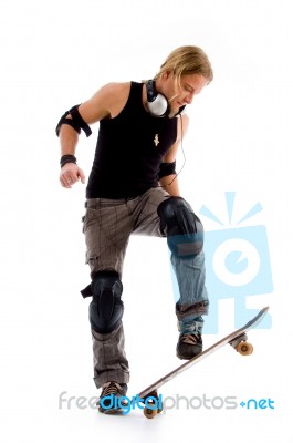 Man Riding On Skate Board Stock Photo