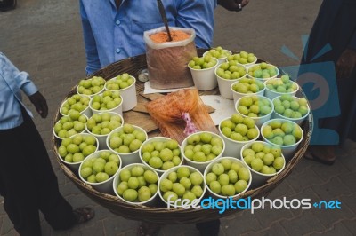 Man Selling Food On The Streets Of India Stock Photo