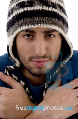 Man Showing Shivering Gesture Stock Photo
