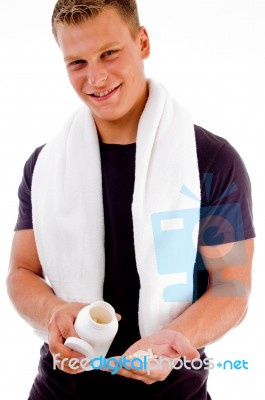 Man Showing steroid Stock Photo