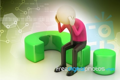 Man Sitting On A Question Mark. Business Concept Stock Image