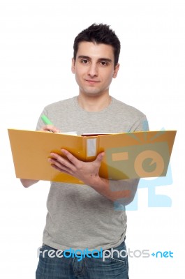 Man Studying With Dossier Stock Photo