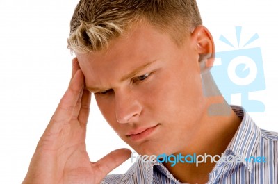 Man Suffering From Head Pain Stock Photo