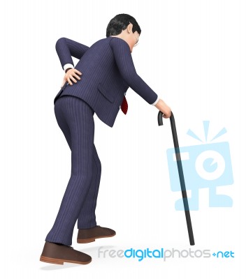 Man With Backache Shows Slipped Disk And Guy Stock Image