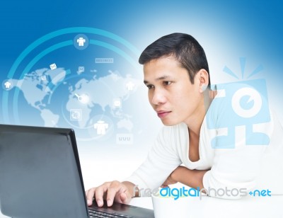 Man With Laptop Stock Photo