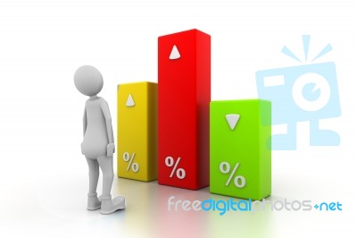 Man With Percentage Graph Stock Image