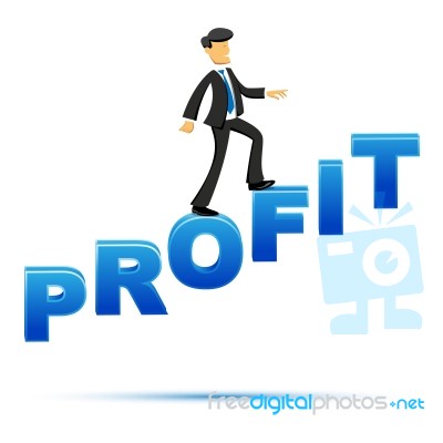 Man With Profit Text Stock Image