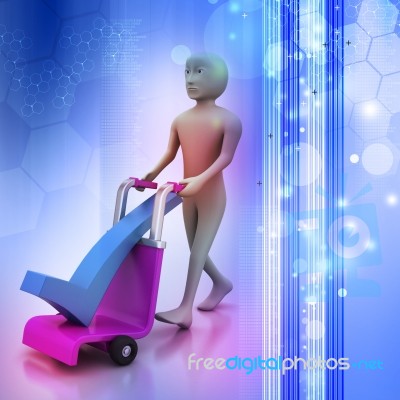 Man With Trolley For Delivering Right Mark Stock Image